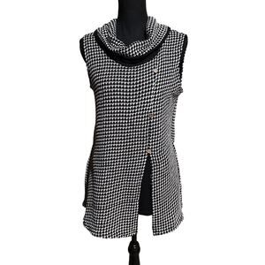 Creation Black White Checkered Cowl Neck Layering Vest Top Women's S